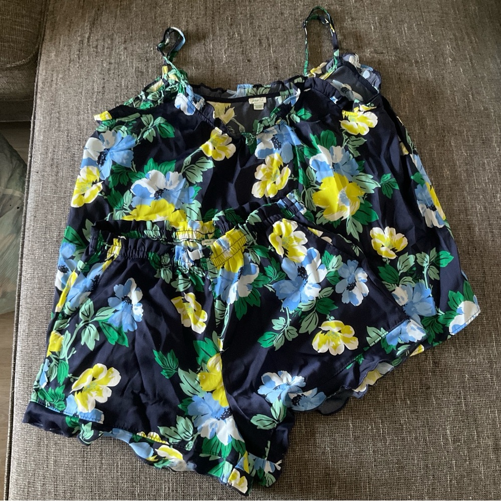 Aerie Satin Ruffle Pajamas (L/M)